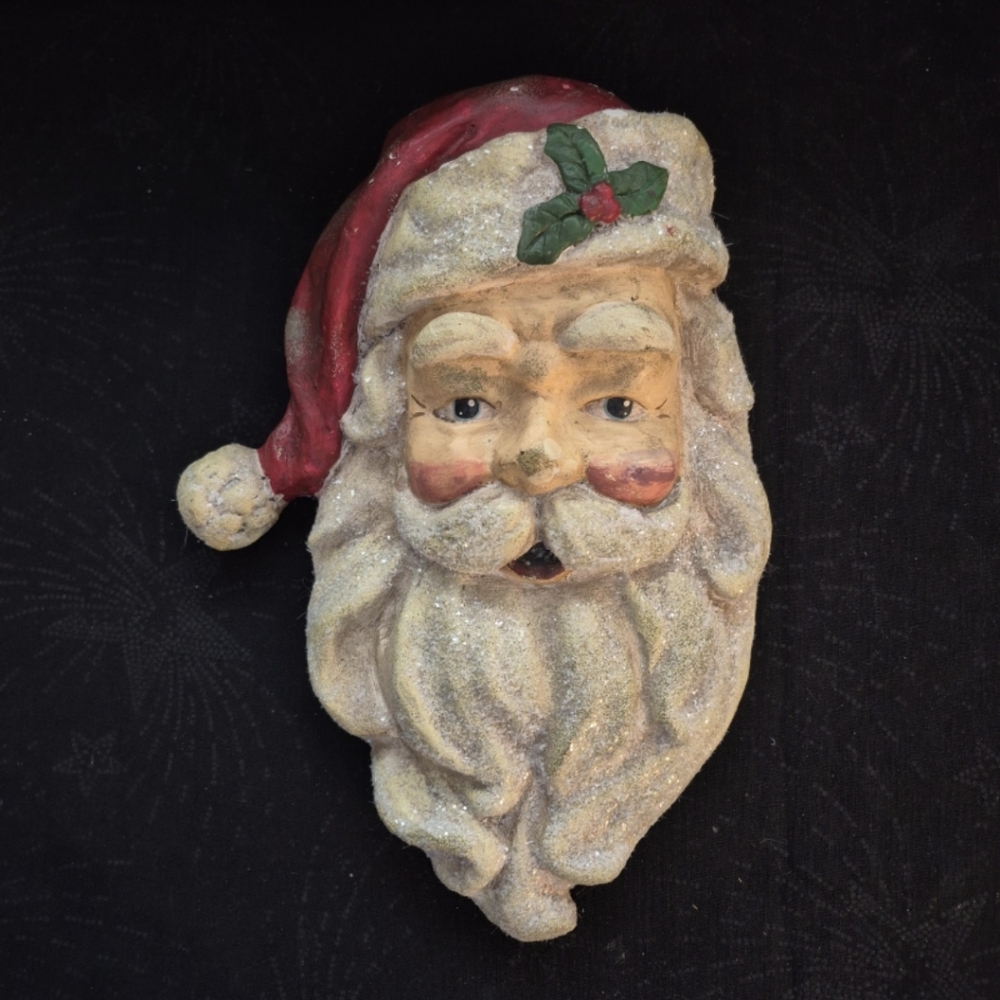 Vintage Santa Claus Paper Mache Face Plaque
